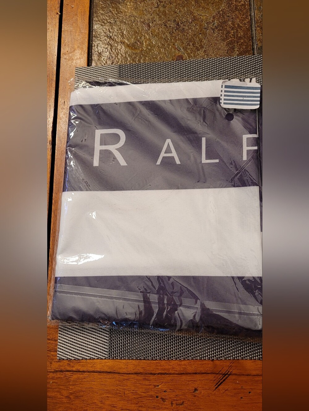 Ralph Lauren Navy and White Wide-Stripe  Advertising Banner